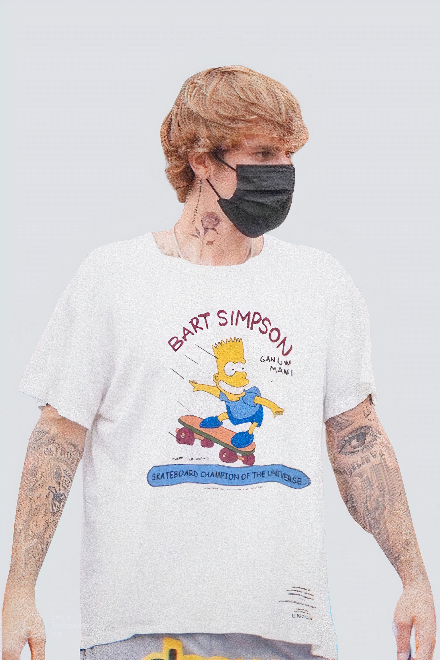 Bart Skateboard Unisex White T-Shirt