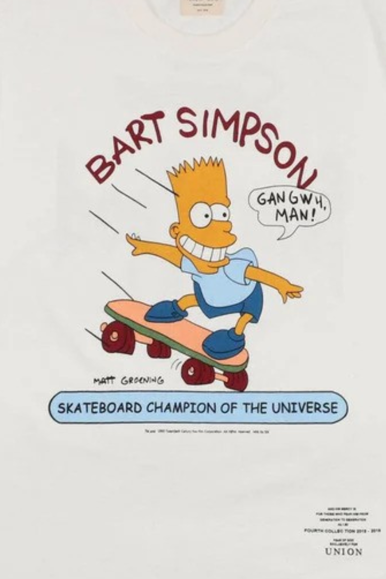 Bart Skateboard Unisex White T-Shirt