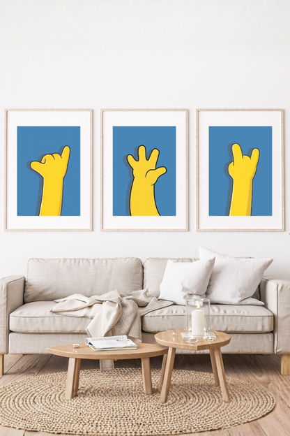 Homer Hand Signs – Printable Wall Art Set