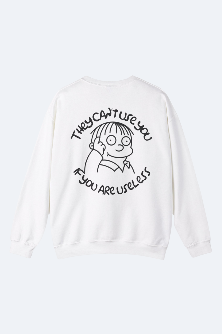 Ralph Wiggum Thinking Unisex White Sweatshirt